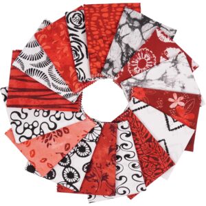 Soimoi 16 Pc Fat Quarter Bundle, Batik Print 18"x 22" DIY Patchwork- 100% Cotton Pre-Cut Quilting Fabric Red,White,Black