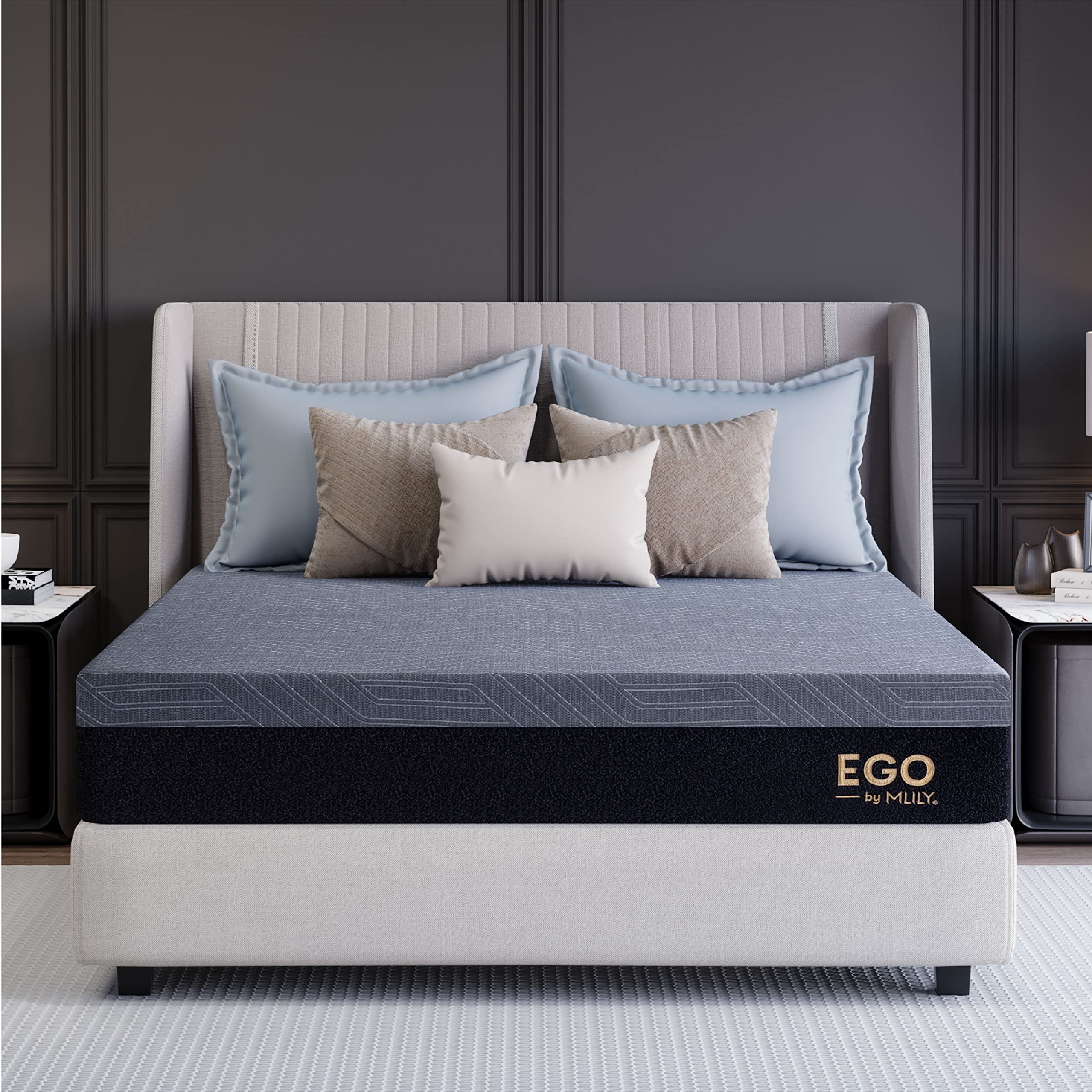 MLILY EGO Copper Twin Memory Foam Mattress 10 Inch, Copper Gel Infused Mattress Bed in A Box CertiPUR-US Certified Made in USA, Medium, 38”x75”x10”, Darkgray