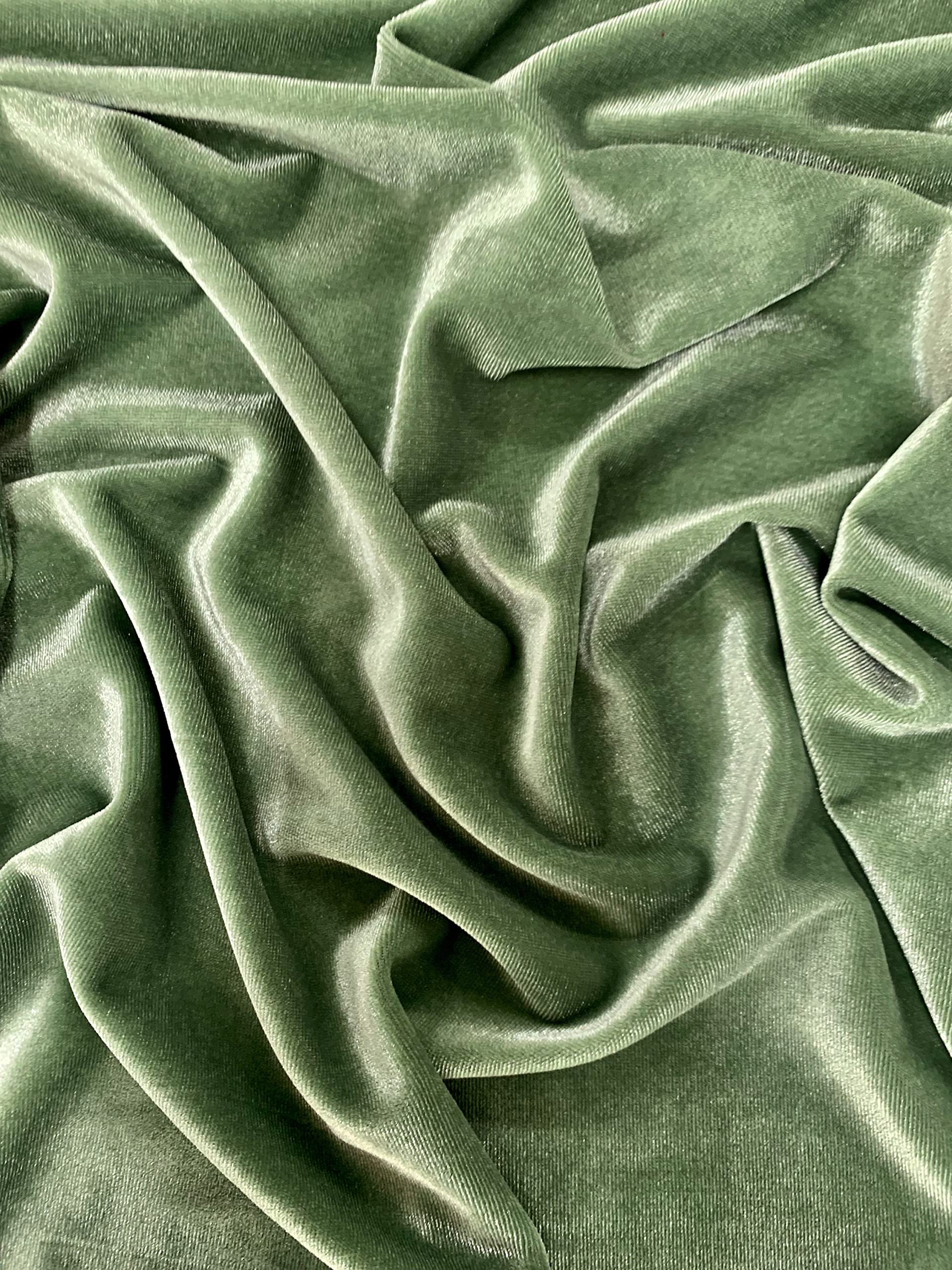 New Fabrics Daily Princess SAGE Polyester Spandex Stretch Velvet Fabric for Bows, Top Knots, Head Wraps, Scrunchies, Clothes, Costumes, Crafts - 10001, Green, Yard (58x36'')