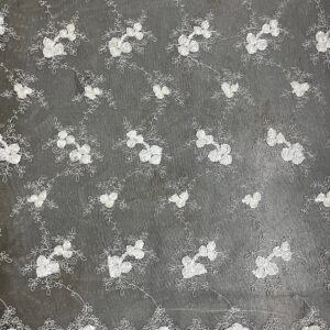 Andrea Ivory 3D Floral Matte Corded Embroidery on Mesh Lace Fabric by The Yard - 10016