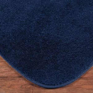 Garland Rug Traditional Washable Bath Rug Set, 4 Piece (Toilet Seat Cover,Contour Rug, 21" x34', 17"x24" Bath Rugs) Navy