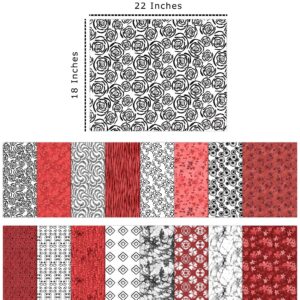 Soimoi 16 Pc Fat Quarter Bundle, Batik Print 18"x 22" DIY Patchwork- 100% Cotton Pre-Cut Quilting Fabric Red,White,Black