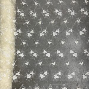 Andrea Ivory 3D Floral Matte Corded Embroidery on Mesh Lace Fabric by The Yard - 10016