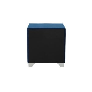 simple relax 2 Drawers Velvet Nightstand, Pacific Blue, Chrome