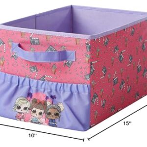 Idea Nuova LOL Surprise Kids Collapsible Storage Organizer Bin with Front Pocket,9" H x 10" W x 15" L