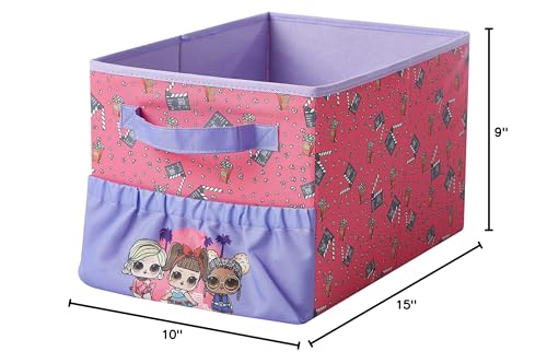 Idea Nuova LOL Surprise Kids Collapsible Storage Organizer Bin with Front Pocket,9" H x 10" W x 15" L