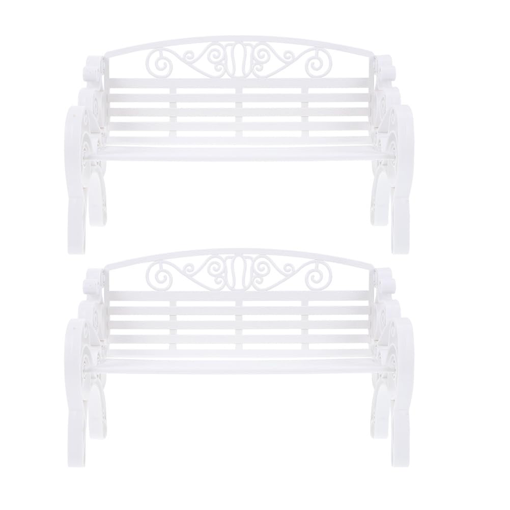 jojofuny 2Pcs Mini Bench Mini Garden Bench Model Dollhouse Small Bench Model Miniature Park Bench Adornments Miniature Bench Ornament Dollhouses Bench Decoration Mini Bench Model Small