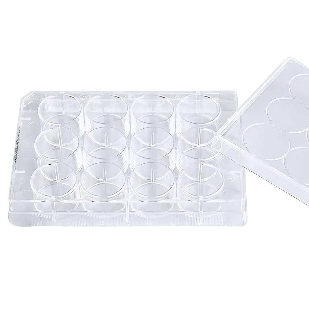 ADAMAS-BETA 12-Well Sterile Culture Plate, TC Treated Cell Culture Plates Tissue Culture Treated Plate, Individually Wrapped, Pack of 10