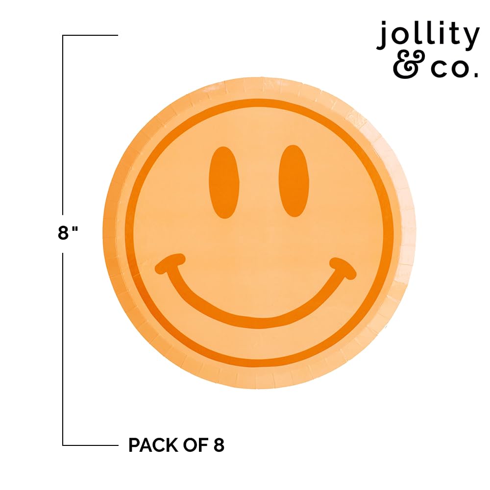 Jollity Party Supplies Peace & Love Smile Dessert Plates Great For Spring, Baby Showers, Bridal Showers, Event And Birthday Decorations Paper, 8 Pack Yellow Dinner