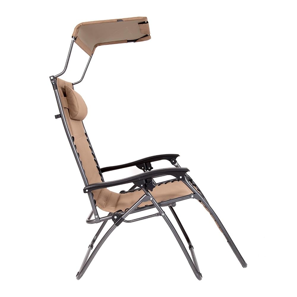 MACSPORTS XL Anti Gravity Chair with Canopy and Cup Tray, Extra Large, Tan