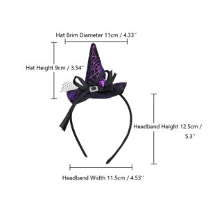 Erioctry 3PCS Halloween Witch Headbands Pumpkin Hair Hoop Photo Props Mini Pointy Witch Hat Halloween Costume Party Festival Cosplay Prom Party