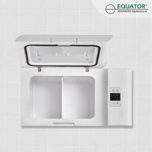 Equator Advanced Appliances 0.7 cu.ft White Portable Fridge-Freezer Tailgate Refrigerator with Retractable Handle and Wheels Digital Display Including Cover