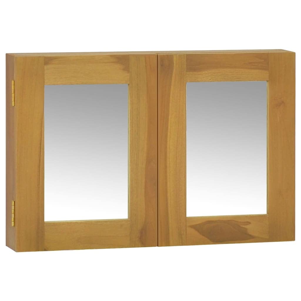 vidaXL Mirror Cabinet with Solid Teak Wood Frame - Hallway Mirror with Additional Storage Space - Wall Mounted Unit - Dimensions: 23.6" x 3.9" x 15.7"