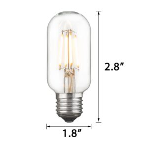 Emliviar Vintage T45 LED Edison Bulbs 6 Packs, Antique Tubular Bulbs 6W 2700K Warm White, E26 Base 60 Watt Equivalent 700 Lumens Clear Glass, T45-LED