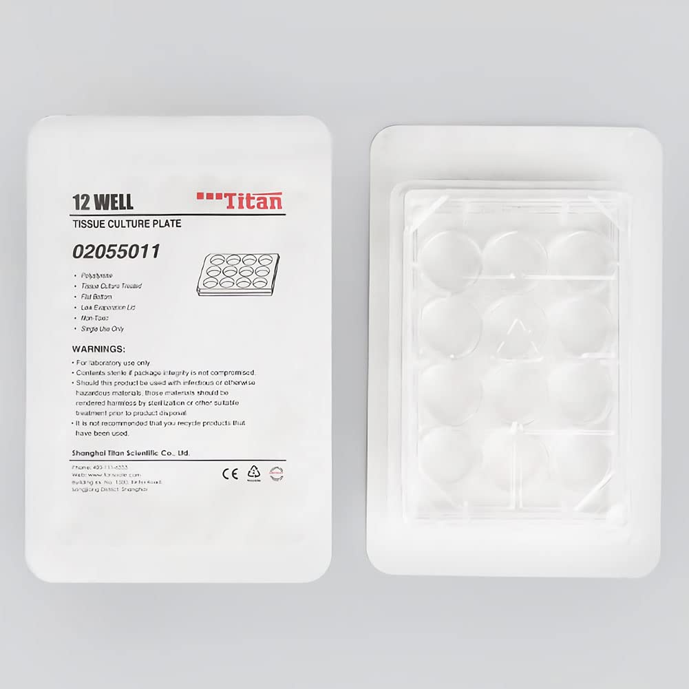 ADAMAS-BETA 12-Well Sterile Culture Plate, TC Treated Cell Culture Plates Tissue Culture Treated Plate, Individually Wrapped, Pack of 10