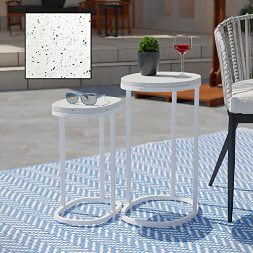 SEI Furniture Vicanno Terazzo Outdoor Accent Tables, White