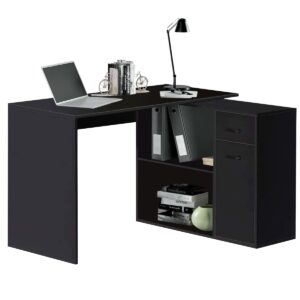 vanspace l-shaped rotating computer desk with storage shelves 68 inch home office desk corner with drawers and file cabinet multipurpose study writing table for bedroom small space black