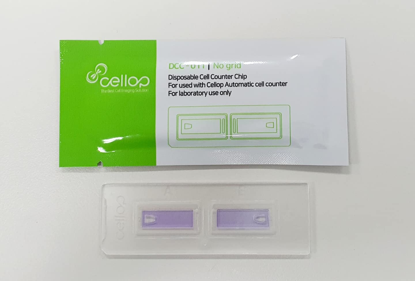 Cellop-Chip NG (No Grid), Gridless Cellop Chip hemocytometer, Microscope Slide, 10µL Chamber Volume, 1.6mm Thickness (Pack of 50)