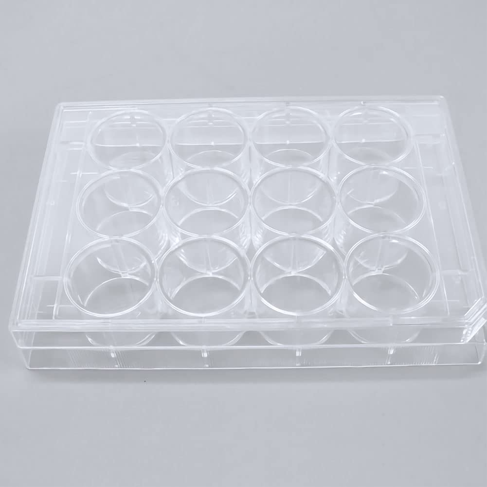 ADAMAS-BETA 12-Well Sterile Culture Plate, TC Treated Cell Culture Plates Tissue Culture Treated Plate, Individually Wrapped, Pack of 10