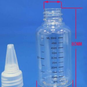 NANSHINE 10pcs 60ml(2oz) Plastic Bottle Pointed Mouth Top Cap Transparent Dispensing Bottle Squeeze Bottle with Graduated Measurement For Arts Crafts,Liquids,Inks,Oils,Shampoo,Lotion