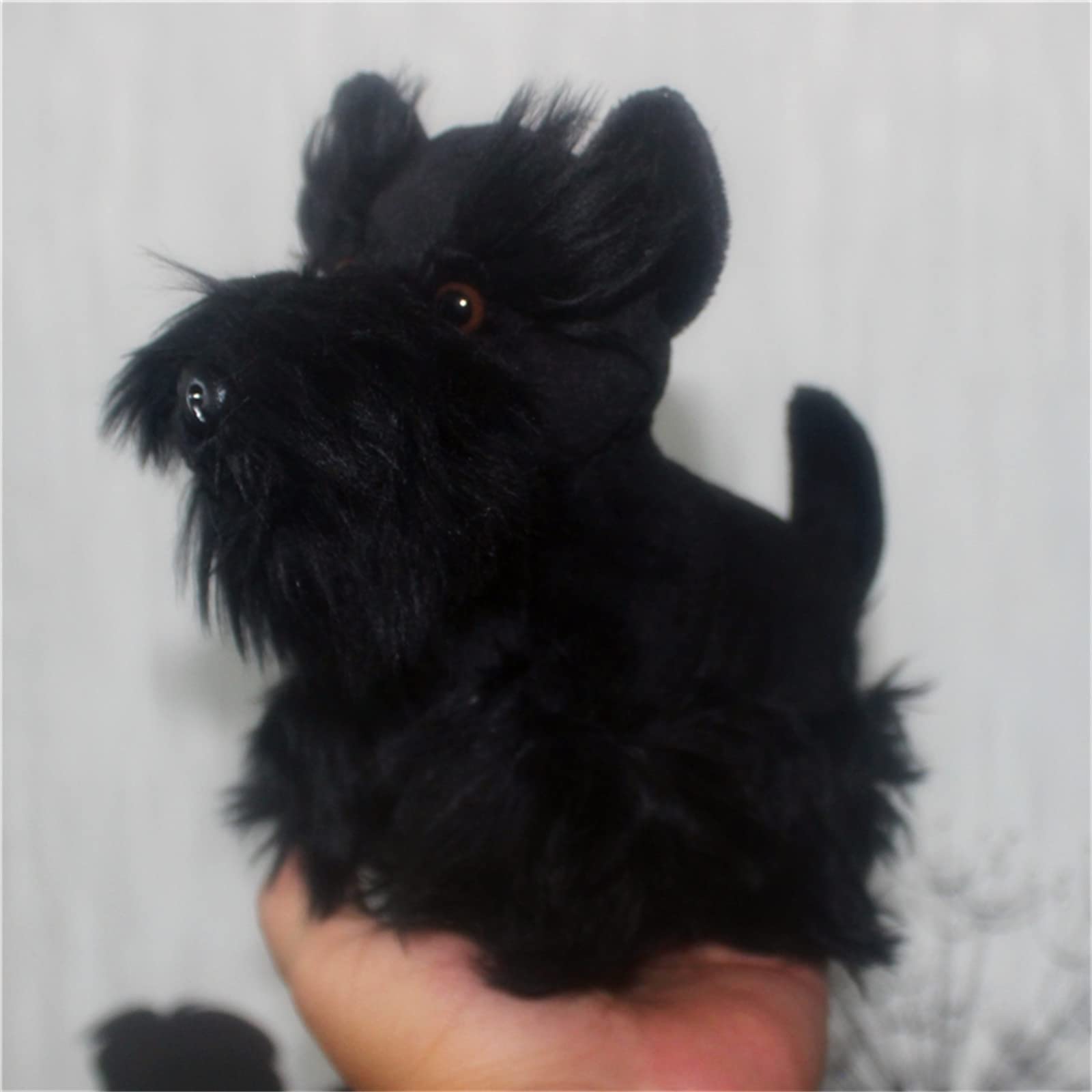 SYUSAMA 7Inches Lifelike Black Schnauzer Plush Toy Soft Stuffed Animal Cute Aberdeen Terrier Plushie Cute Pillow Doll Home Decor…