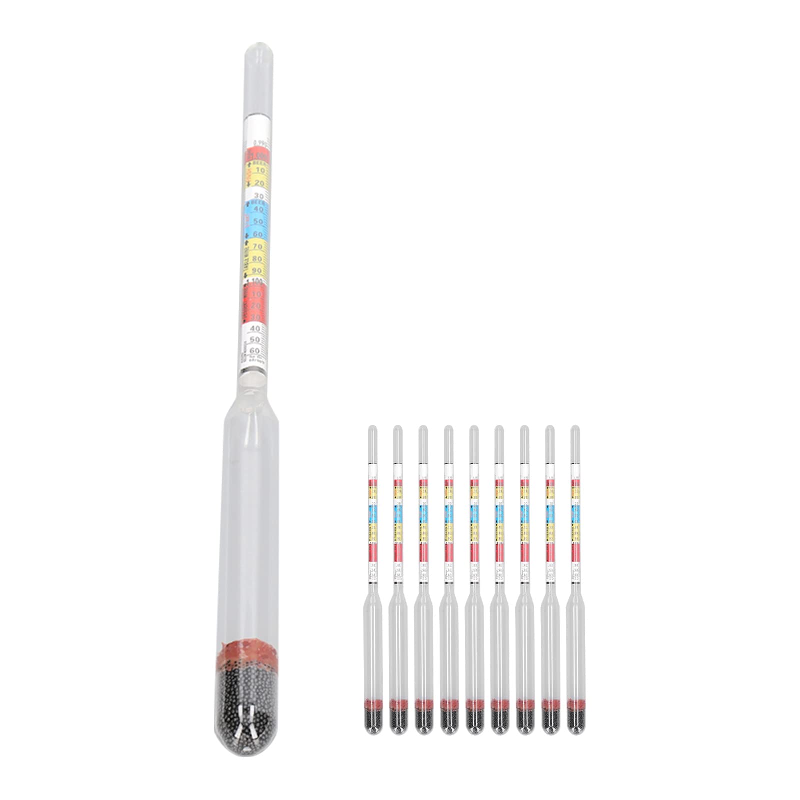 Garosa 10Pcs Triple Scale Hydrometer Home Brewing Meter Hydrometer Alcohol Home Brewing Beer Liquid Hydrometer Test Jar Household Supplies