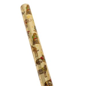 Caspari Wild Christmas Gold Embossed Foil Gift Wrap - One Roll