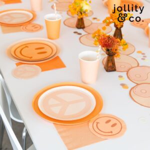 Jollity Party Supplies Peace & Love Smile Dessert Plates Great For Spring, Baby Showers, Bridal Showers, Event And Birthday Decorations Paper, 8 Pack Yellow Dinner