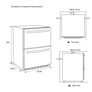 HCK 24 inch Dual Zone Refrigerator, Weather Proof Design Indoor and Outdoor Under Counter Drawer Built-in Beverage and Wine Fridge for Home and Commercial Use, Stainless Steel