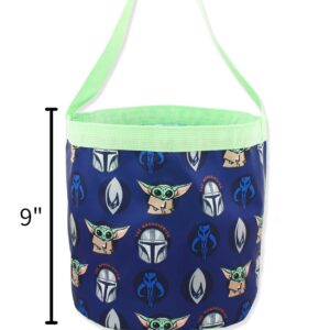 Disney Star Wars Mandalorian Yoda Collapsible Nylon Basket Bucket Tote Bag (One Size, Blue)