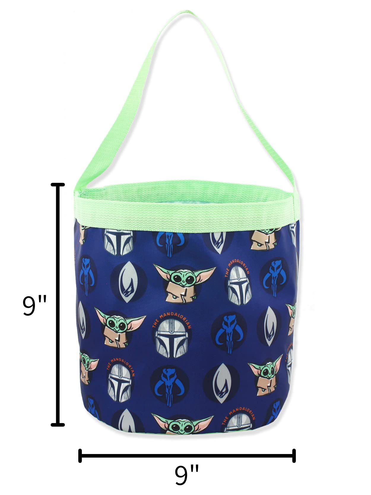 Disney Star Wars Mandalorian Yoda Collapsible Nylon Basket Bucket Tote Bag (One Size, Blue)