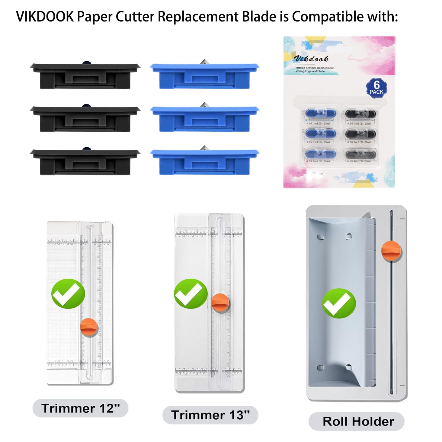 VIKDOOK Paper Cutter Replacement Blade for Portable Trimer 12” 13” Roller Holder Cutter Replace Cutting Scoring Blade for Timmer