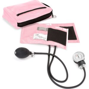 Prestige Medical Adult Premium Aneroid Sphygmomanometer with Matching Carry Case, Pastel Pink