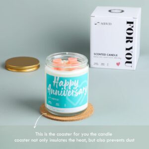 AOOVOO Anniversary Candle for Couple - Happy Anniversary, Vanilla Scented Soy Wax Candle, Scented Candles, Scented Candles, Soy Candle, 9oz