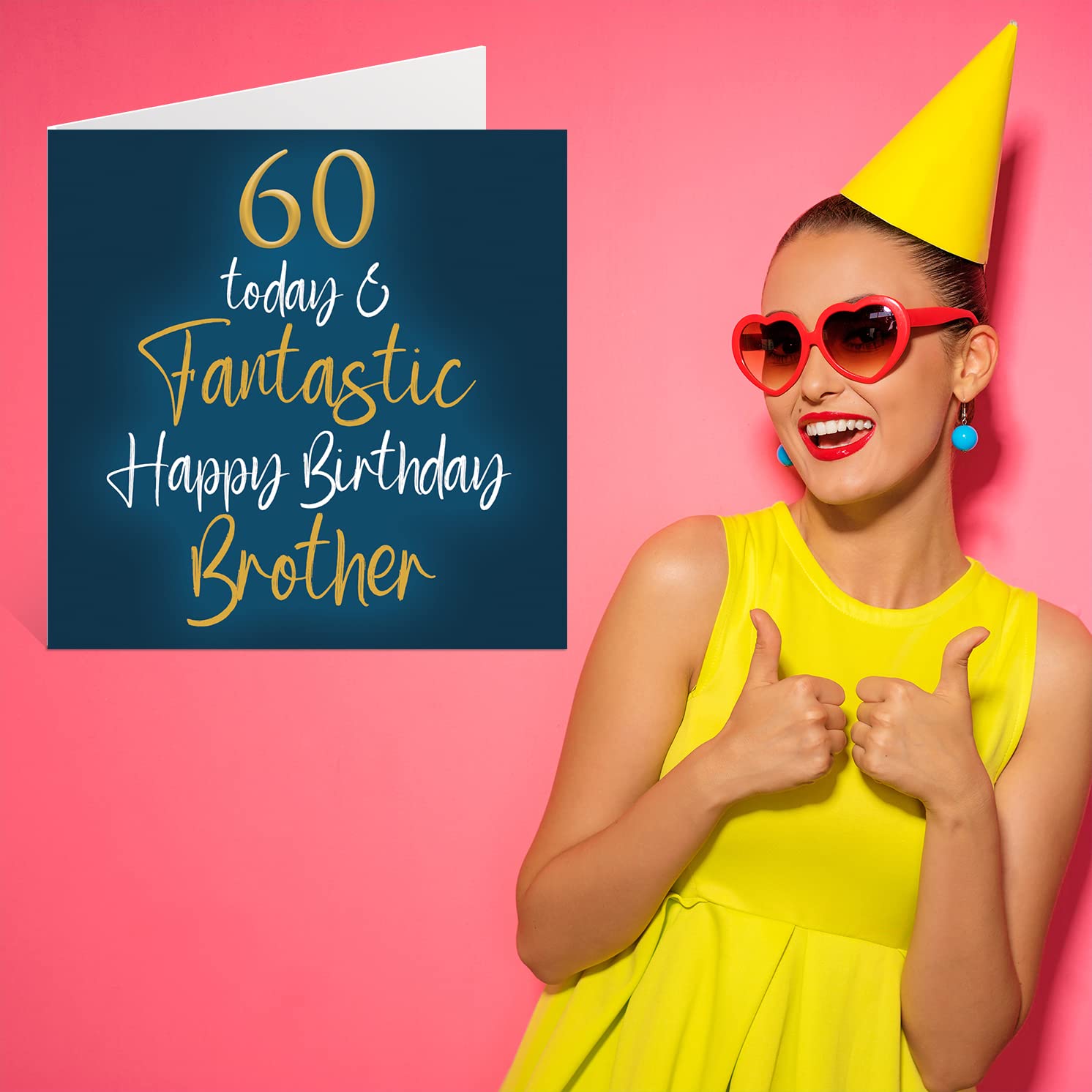 Fantastic 60th Birthday Cards for Brother - 60 Today & Fantastic - Happy Birthday Card for Brother from Sister, Brother Birthday Gifts, 5.7 x 5.7 Inch Sibling Greeting Cards Gift for Brother