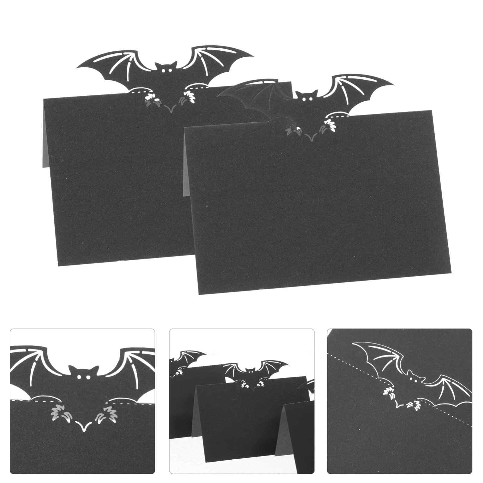 Gadpiparty 50pcs Halloween Bat Places Cards Black Blank Place Cards Table Tent Cards Seating Place Cards for Halloween Party Wedding Anniversary Table Decor