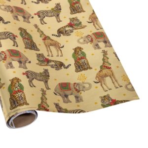 Caspari Wild Christmas Gold Embossed Foil Gift Wrap - One Roll