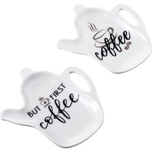 2 pieces ceramic coffee spoon holder rest funny coffee quote but first coffee for coffee lovers nice easter present coffee station decor coffee bar accessories