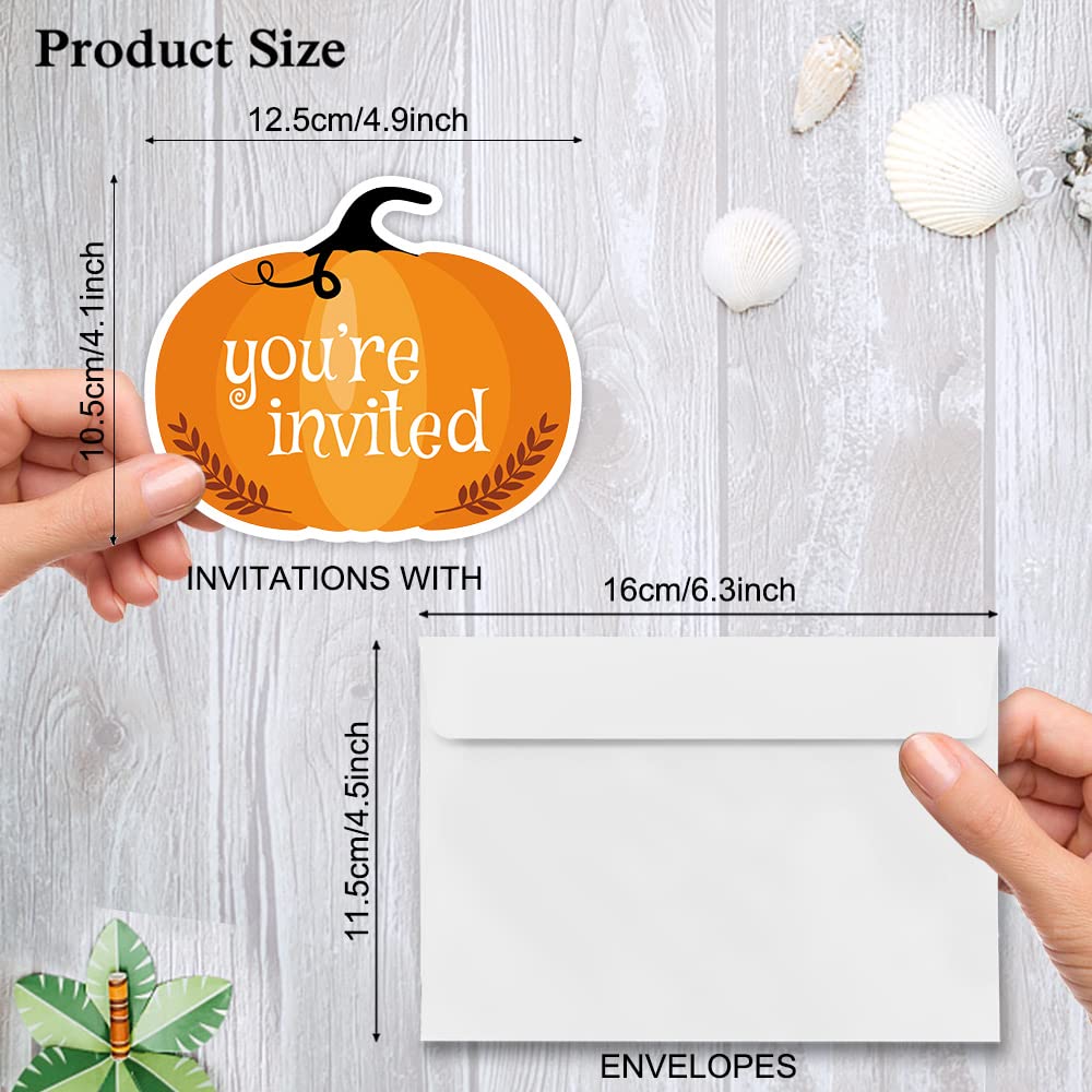 Haizct 15 Pack Halloween Pumpkin Shaped Fill-In Invitations,Fall,Halloween,Monster,Costume Partyor Thanksgiving Party Invitation Cards with Envelopes For Kids or Adults Birthday(YXK046)