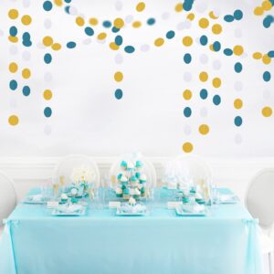 Teal-Turquoise White-Gold Party-Decorations Garland Streamers - 52Ft Woman Girl Birthday Paper Banner,Graduation Wedding Bachelorette Engagement Bridal Baby Shower Backdrop Decor Panduola