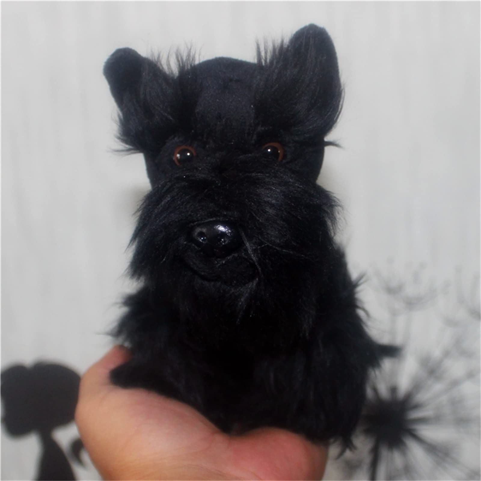 SYUSAMA 7Inches Lifelike Black Schnauzer Plush Toy Soft Stuffed Animal Cute Aberdeen Terrier Plushie Cute Pillow Doll Home Decor…