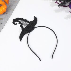 Soochat Halloween Witch Hat Headband, Witch Hat with Flower Hair Hoop for Halloween Costume Dress up Party Supplies