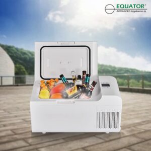 Equator Advanced Appliances 0.7 cu.ft White Portable Fridge-Freezer Tailgate Refrigerator with Retractable Handle and Wheels Digital Display Including Cover