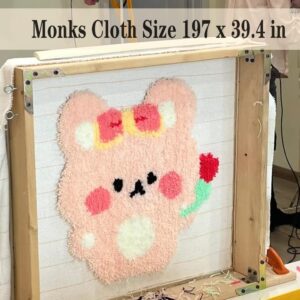 197in Large Primary Tufting Cloth with Marked Lines, Monks Cloth Punch Needle Fabric for Tufting Gun Rug Punch