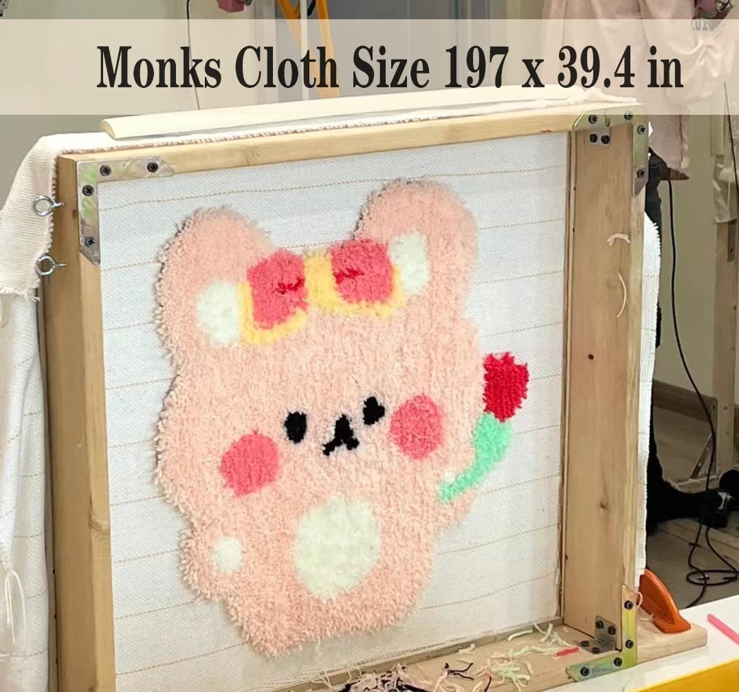 197in Large Primary Tufting Cloth with Marked Lines, Monks Cloth Punch Needle Fabric for Tufting Gun Rug Punch