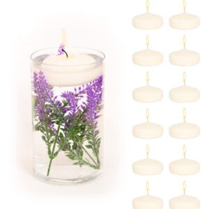 TB Decoration Scented Floating Candles 3 Inch for Centerpieces Water Candles Vanilla scented Set of 12 for Wedding Outdoor Events |Up to 11 Hour| Pool Romantic Dinner Party ceremony (Vanilla)