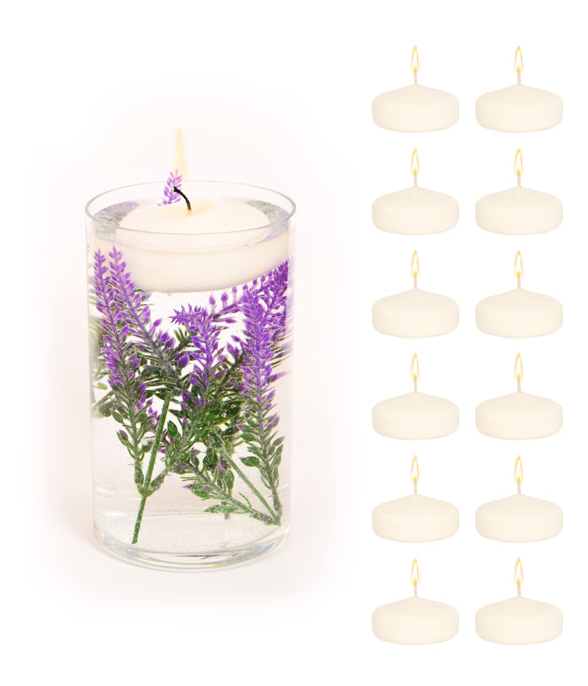 TB Decoration Scented Floating Candles 3 Inch for Centerpieces Water Candles Vanilla scented Set of 12 for Wedding Outdoor Events |Up to 11 Hour| Pool Romantic Dinner Party ceremony (Vanilla)