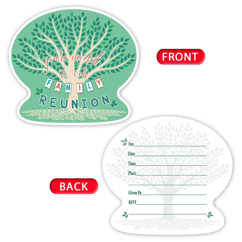 Haizct 15 Pack Family Tree Reunion Shaped Fill-In Invitations with Envelopes,Family Gathering Party,Greenery,Bridal Shower Invitations,Baby Shower,Wedding Invitation Cards(YXK053)