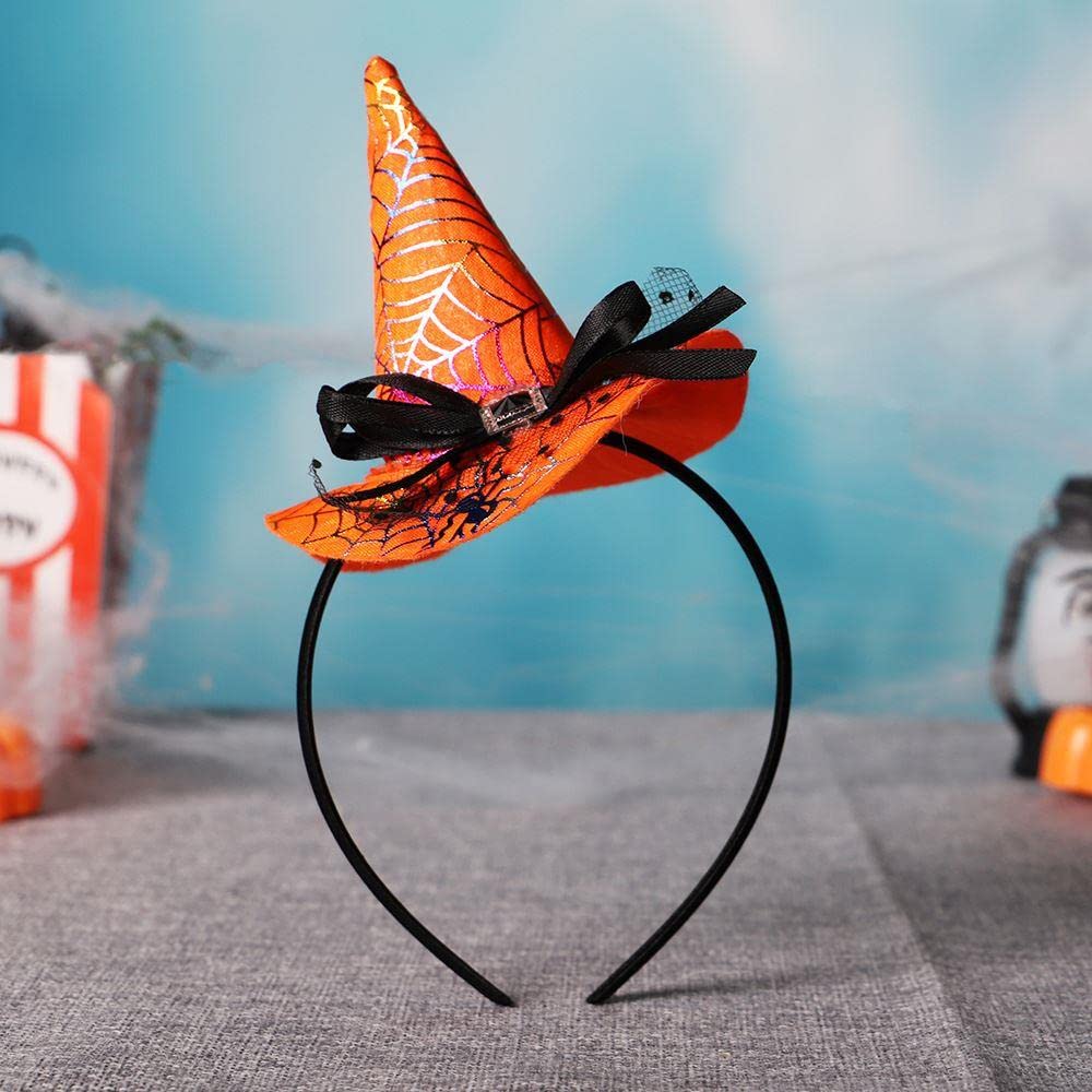 Erioctry 3PCS Halloween Witch Headbands Pumpkin Hair Hoop Photo Props Mini Pointy Witch Hat Halloween Costume Party Festival Cosplay Prom Party