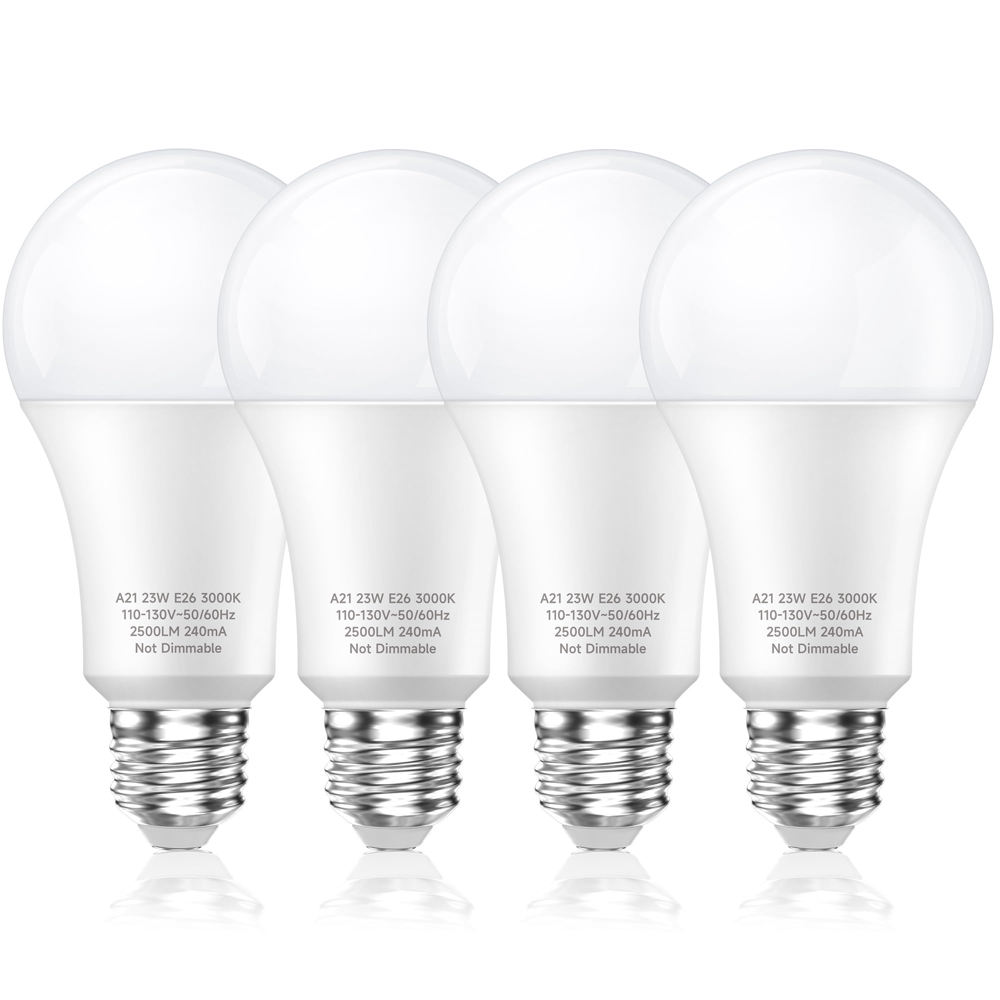 LEDERA 150 Watt LED Bulb, Energy Saving 23W Warm White Bulb 3000K, 2500 Lumens A21 LED Bulb 150W-200W, No-Flikcer E26 Medium Base for Home Office Mall Factory, Non-Dimmable, 4Pack